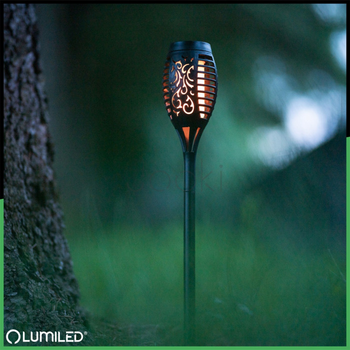 Садовая солнечная LED лампа факел с эффектом пламени, набор 4шт Lumiled серии Ignis