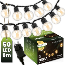 Наружная гирлянда на 50 LED-шариков, 8м, от сети 230V, теплый свет 3000 K, IP44, Lumiled Nessa
