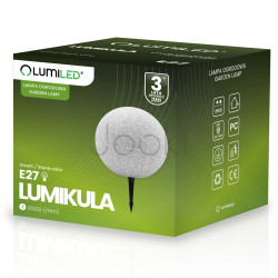 Садовый уличный светильник Lumiled Lumikula 30 см, E27, 230V с вилкой, IP65, декоративная каменная лампа шар