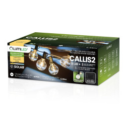 Солнечная садовая LED гирлянда Lumiled CALLIS2 6,55 м, 12 лампочек-шариков, с пультом ДУ, зарядка USB-C, теплый свет 2700K, IP44