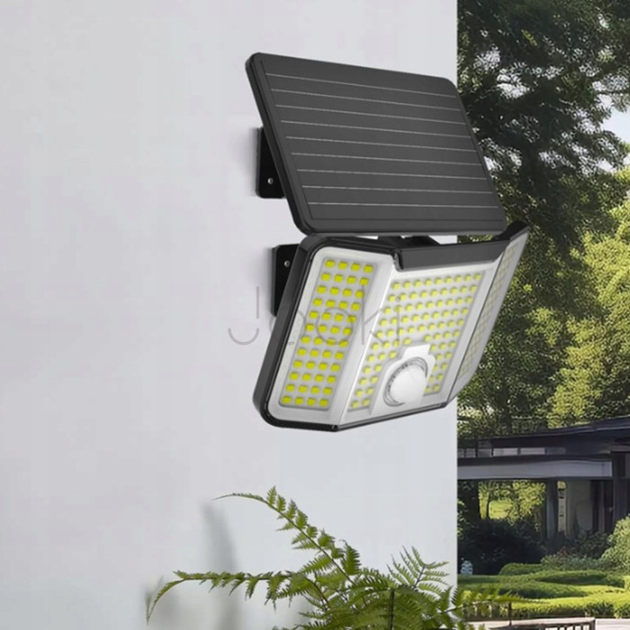 Сонячний LED‑прожектор Lumiled LENO 10 Вт широкий кут освітлення, з датчиком руху і сутінків — IP44, 800 лм, холодне біле світло 6500K