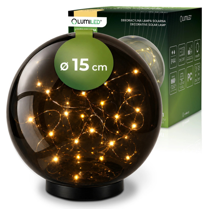 Садовий світильник-куля на сонячній батареї Lumiled GLORIS, 15 см, 3000K, IP44