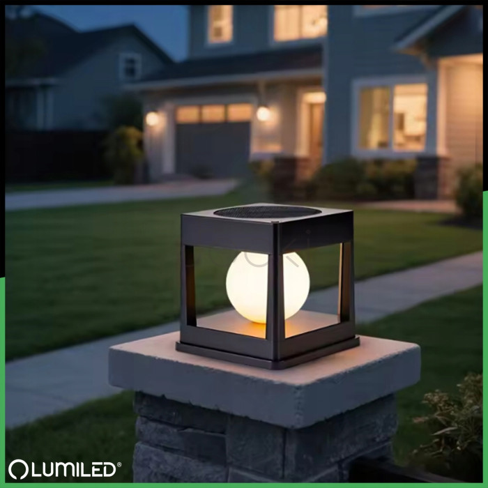 Сонячний садовий LED світильник Lumiled KWADRUS 3000K, для стовпів огорожі, паркану та тераси, IP44