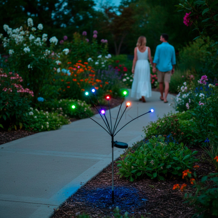 Сонячний садовий LED світильник RGB 70 см, декоративний світильник «Кульбаба», LUMILED TULIO