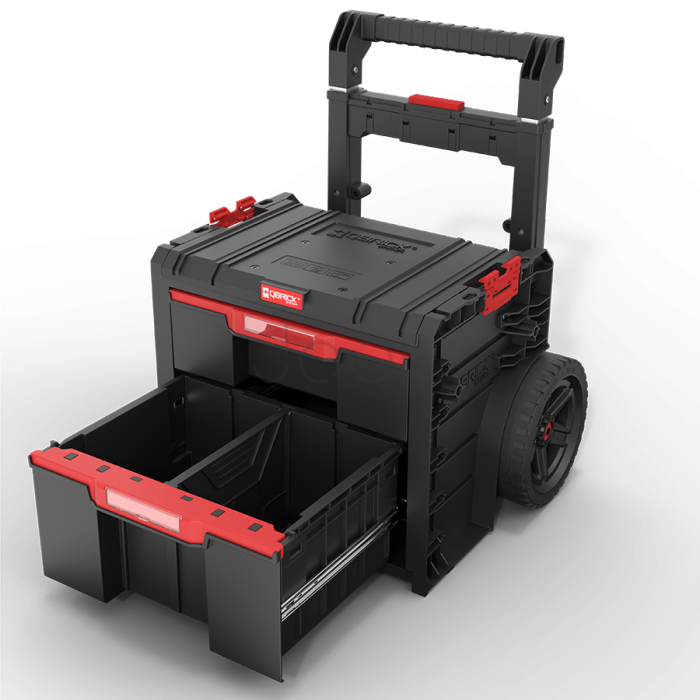 Ящик для інструментів на колесах Qbrick System PRO Cart 2.0 Plus Drawer 2 — 2 висувні шухляди, телескопічна ручка