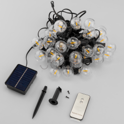 Сонячна гірлянда 30 LED-ліхтариків з пультом, зарядка USB, довжина 15м, тепле світло 2700 K, IP44, Lumiled CALLIS