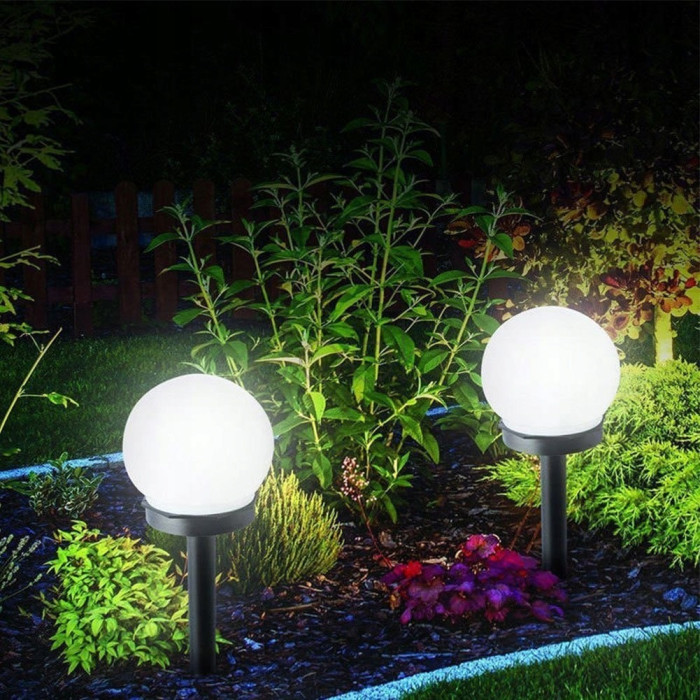 Солнечная декоративная лампа шар LED 25 см, датчик сумерек, высококачественные LED, IP44
