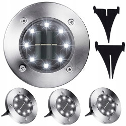 Сонячна лампа LED Terra 8 LED для саду, світильник на сонячній батареї, форма диск, набір 4шт