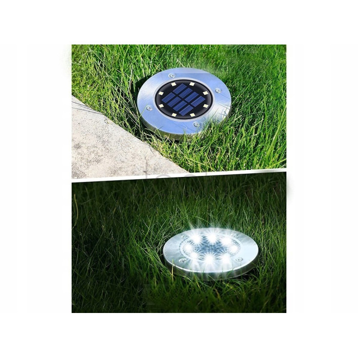 Сонячна лампа LED Terra 8 LED для саду, світильник на сонячній батареї, форма диск, набір 4шт
