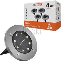 Сонячна лампа LED Terra 8 LED для саду, світильник на сонячній батареї, форма диск, набір 4шт