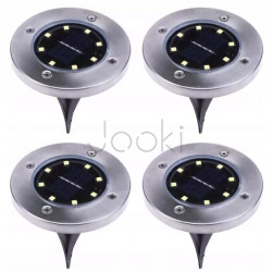 Сонячна лампа LED Terra 8 LED для саду, світильник на сонячній батареї, форма диск, набір 4шт