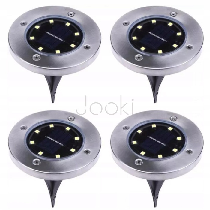 Сонячна лампа LED Terra 8 LED для саду, світильник на сонячній батареї, форма диск, набір 4шт