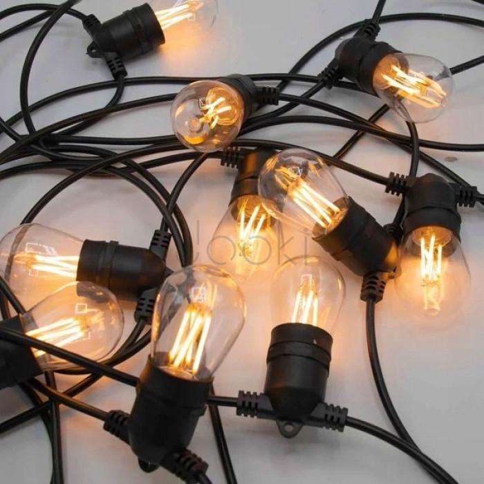 Сонячна гірлянда SuperLED Soli — 15 м, 15 змінних LED-лампочок E27, IP44, тепле біле світло, з пультом і зарядкою USB