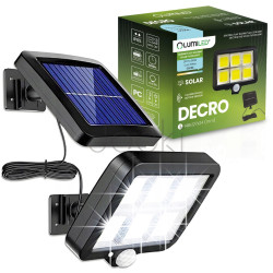 Солнечный LED‑прожектор Lumiled DECRO, 5Вт 800лм, с датчиком движения и сумерек — IP44, холодный белый свет 6500K