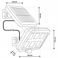Солнечный LED‑прожектор Lumiled DECRO, 5Вт 800лм, с датчиком движения и сумерек — IP44, холодный белый свет 6500K