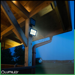 Солнечный LED‑прожектор Lumiled DECRO, 5Вт 800лм, с датчиком движения и сумерек — IP44, холодный белый свет 6500K
