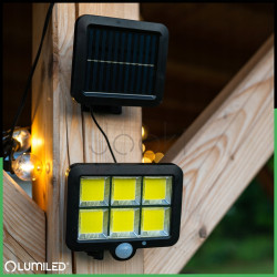 Солнечный LED‑прожектор Lumiled DECRO, 5Вт 800лм, с датчиком движения и сумерек — IP44, холодный белый свет 6500K