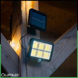 Солнечный LED‑прожектор Lumiled DECRO, 5Вт 800лм, с датчиком движения и сумерек — IP44, холодный белый свет 6500K