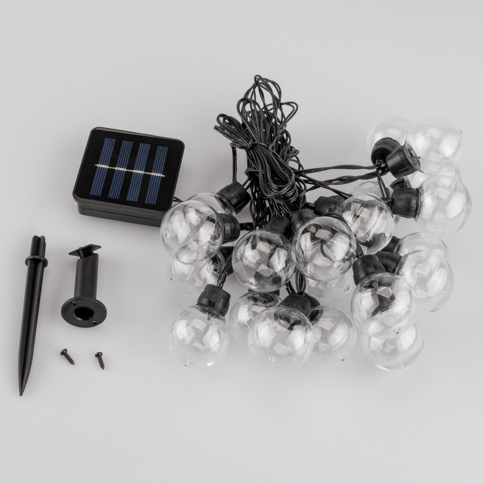 Солнечная гирлянда 20 LED-шариков, 7,59 м, теплый свет 3000K, IP44 Lumiled GLADI 2