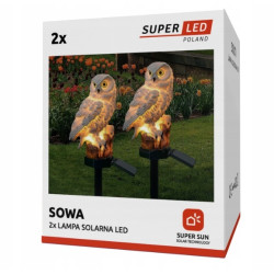4шт Садова декоративна сонячна лампа-сова LED з датчиком сутінків, SuperLED