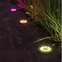 Лампа солнечная садовая RGB уличная в землю убивной диск LED светильник SuperLED, 4шт