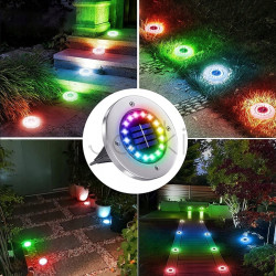 Лампа сонячна садова RGB вулична в землю вбивний диск LED світильник SuperLED, 4шт