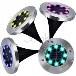 Лампа сонячна садова RGB вулична в землю вбивний диск LED світильник SuperLED, 4шт