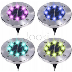 Лампа сонячна садова RGB вулична в землю вбивний диск LED світильник SuperLED, 4шт