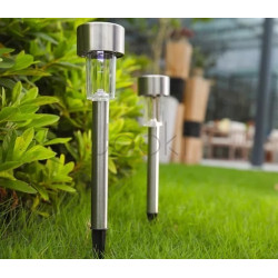 Столбик для газона, серебристый солнечный ландшафтный светильник SuperLED