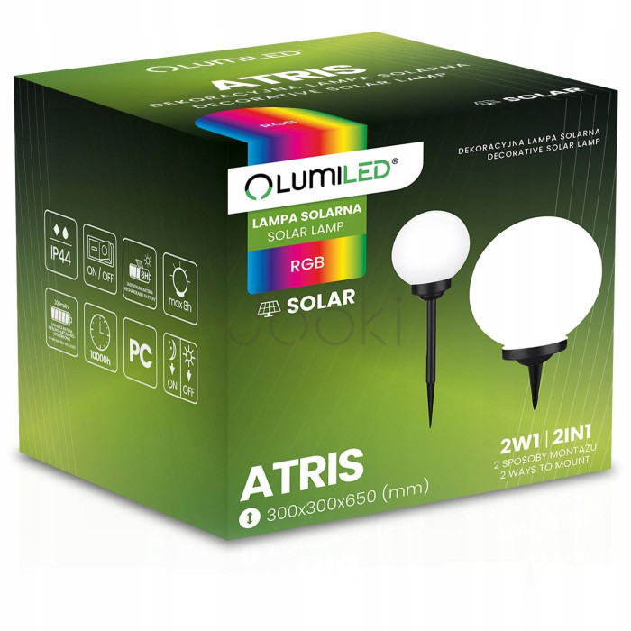 Большой садовый LED-шар 30 см на солнечной батарее - Lumiled Atris, цветной RGB свет, IP44