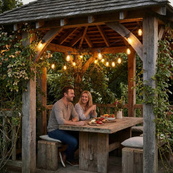 Солнечная LED гирлянда Lumiled SOLENA 20 м, 40 ламп E27, пульт ДУ, USB-C, 2700K, IP65