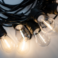 Солнечная LED гирлянда Lumiled SOLENA 20 м, 40 ламп E27, пульт ДУ, USB-C, 2700K, IP65