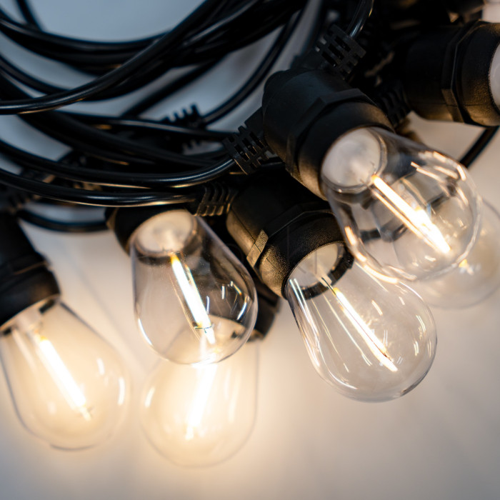 Солнечная LED гирлянда Lumiled SOLENA 20 м, 40 ламп E27, пульт ДУ, USB-C, 2700K, IP65