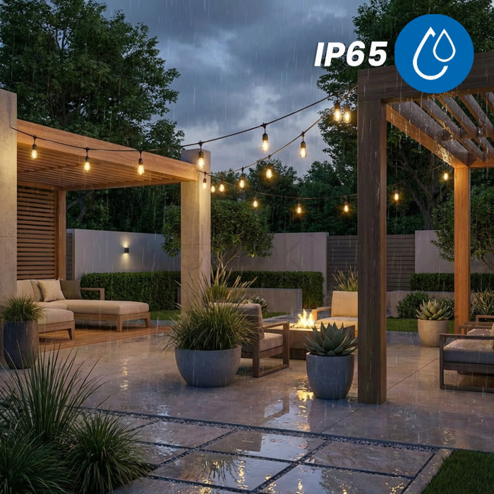 Солнечная LED гирлянда Lumiled SOLENA 20 м, 40 ламп E27, пульт ДУ, USB-C, 2700K, IP65