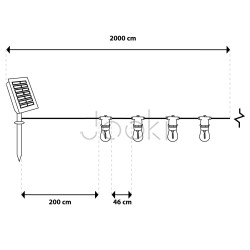 Солнечная LED гирлянда Lumiled SOLENA 20 м, 40 ламп E27, пульт ДУ, USB-C, 2700K, IP65