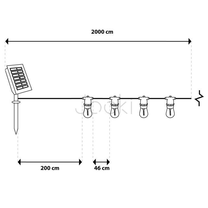 Солнечная LED гирлянда Lumiled SOLENA 20 м, 40 ламп E27, пульт ДУ, USB-C, 2700K, IP65