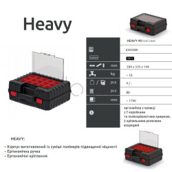 Ящик для инструмента с органайзером в крышке, 7 контейнеров, Kistenberg HEAVY KHV40B-S411