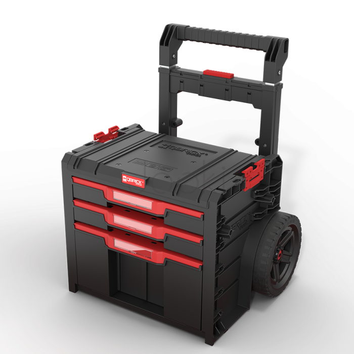 Ящик для инструментов на колесах Qbrick System PRO Cart 2.0 Plus Drawer 3 — 3 выдвижных ящика, телескопическая ручка