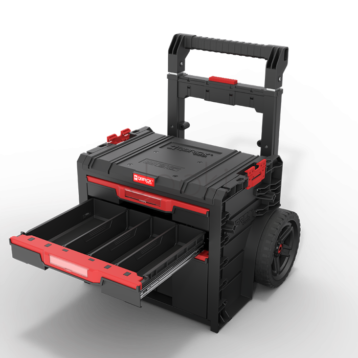 Ящик для инструментов на колесах Qbrick System PRO Cart 2.0 Plus Drawer 3 — 3 выдвижных ящика, телескопическая ручка