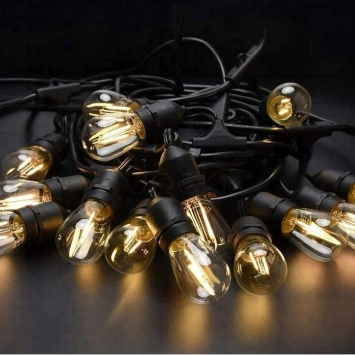 Садовая гирлянда 15м с 15 LED-лампами E27 - декоративное освещение для сада, террасы, балкона, SuperLED