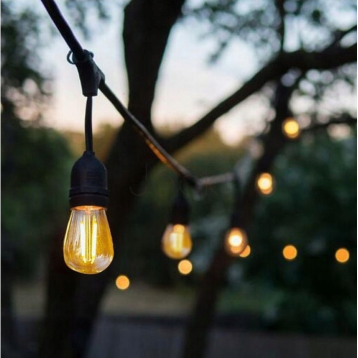 Садовая гирлянда 15м с 15 LED-лампами E27 - декоративное освещение для сада, террасы, балкона, SuperLED