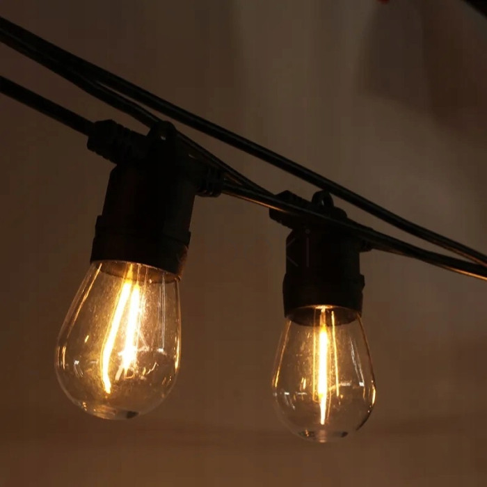 Садовая гирлянда 15м с 15 LED-лампами E27 - декоративное освещение для сада, террасы, балкона, SuperLED