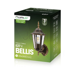 Настенный наружный светильник, ретро-фонарь, патина, E27, IP44, Lumiled Bellis