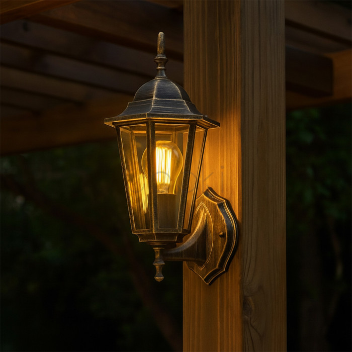 Настенный наружный светильник, ретро-фонарь, патина, E27, IP44, Lumiled Bellis
