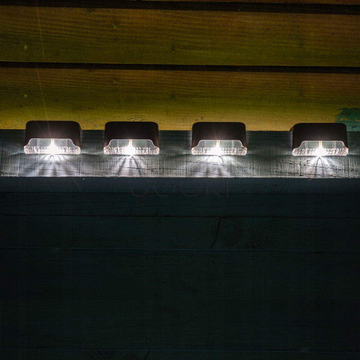 Комплект из 4 солнечных светильников Lumiled серии STICO — нейтральный белый свет 4000K, монтаж для лестницы/террасы, защита IP44