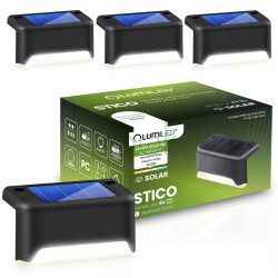 Комплект из 4 солнечных светильников Lumiled серии STICO — нейтральный белый свет 4000K, монтаж для лестницы/террасы, защита IP44