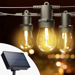 Солнечная гирлянда SuperLED Soli 10 м - 10 LED лампочек, теплый свет, водозащита IP65, пульт, зарядка USB
