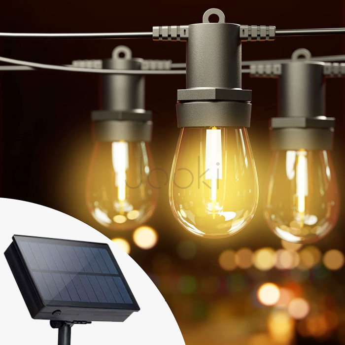 Сонячна гірлянда SuperLED Soli 10 м — 10 LED лампочок, тепле світло, водозахист IP65, пульт, зарядка USB