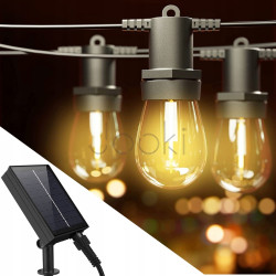 Сонячна гірлянда SuperLED Soli 10 м — 10 LED лампочок, тепле світло, водозахист IP65, пульт, зарядка USB