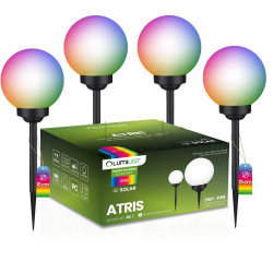Набор 4шт садовых LED шаров 15см с цветным RGB светом, светильник на солнечной батарее — Lumiled Atris